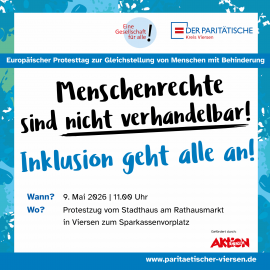 Demonstration unter dem Thema „Menschenrechte sind nicht verhandelbar – Inklusion geht alle an!“