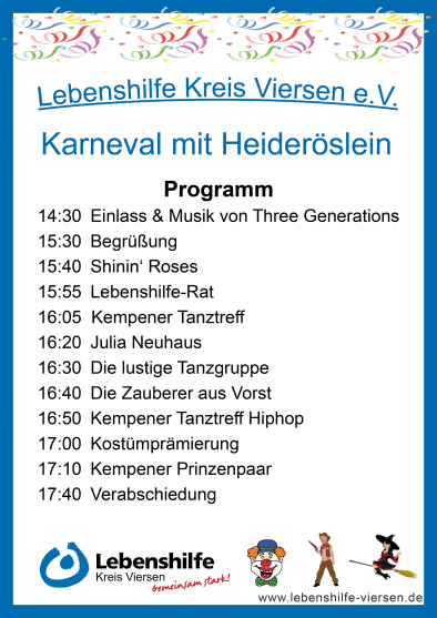 Programm Karneval mit Heideröslein