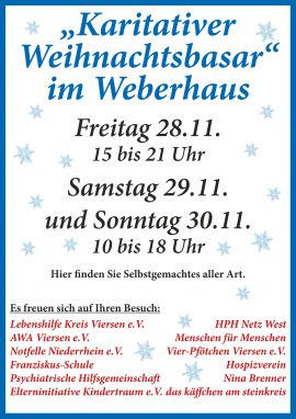 Karitativer Weihnachtsbasar im Weberhaus